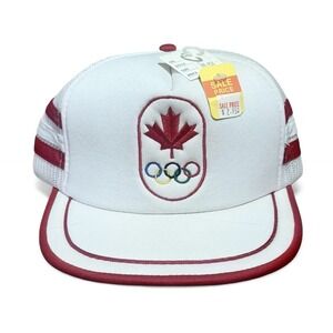 Vintage 80s NWT Deadstock Calgary Canadian Olympics Mesh Snapback Hat Cap OSFA